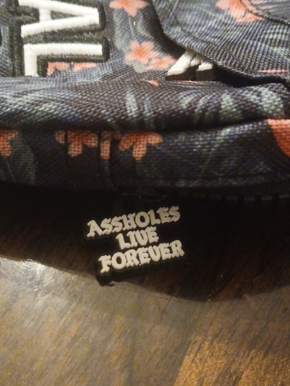 Emotional Baggage Floral Waist Bag - Navy with Coral Accents - Picture 3 of 3